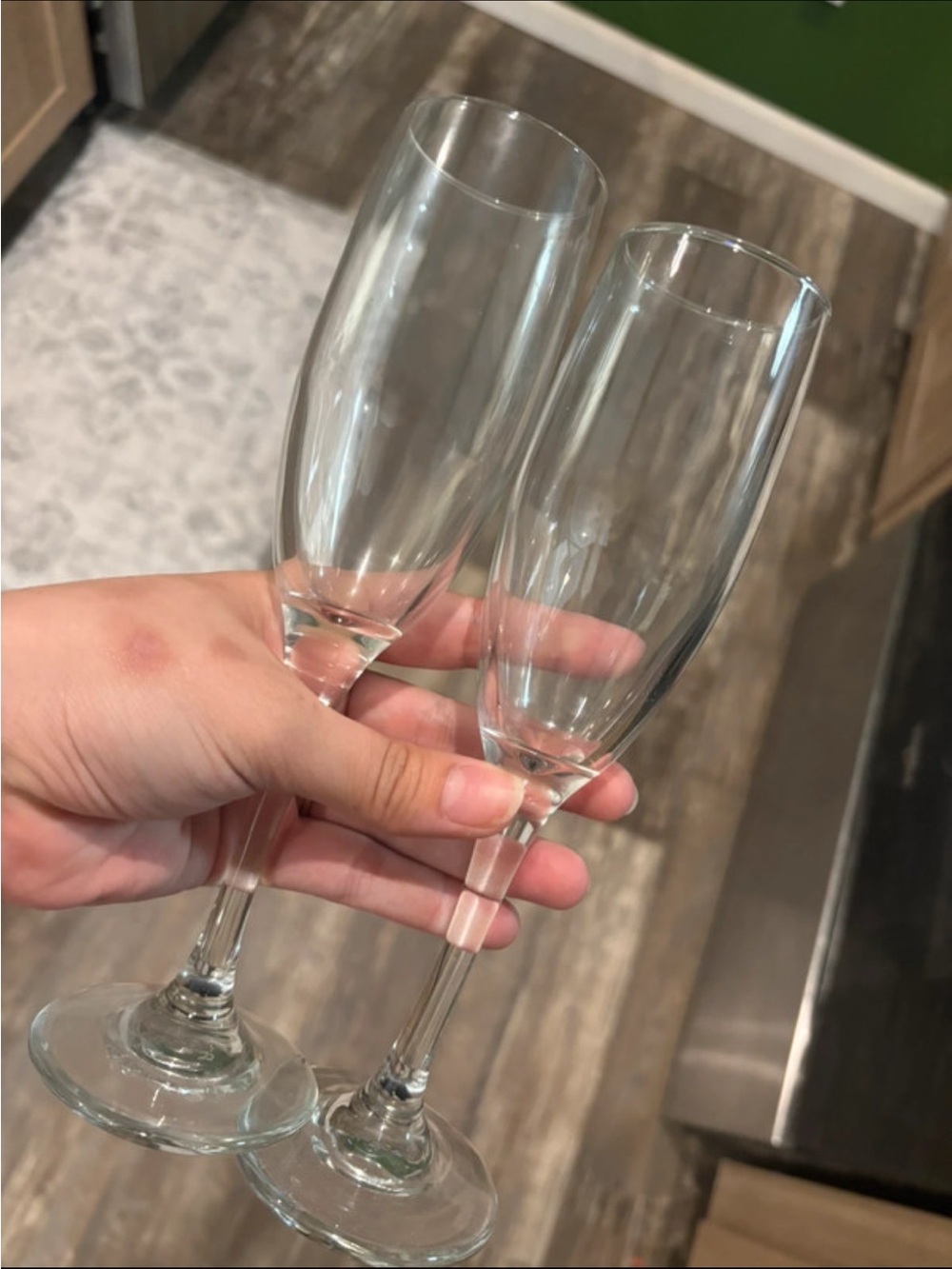 Glass champagne flutes
